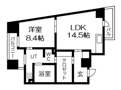 WOB NISHIUMEDA(1SLDK/2階)の間取り写真