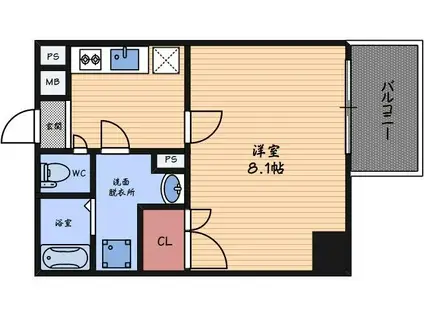 プランドール福島レジデンス(1K/10階)の間取り写真