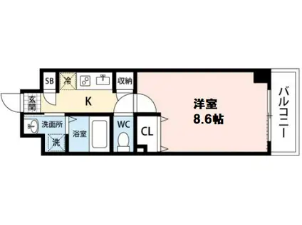 エグゼ大阪城東(1K/6階)の間取り写真