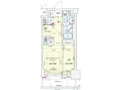 プレサンス新大阪ジェイズ(1LDK/4階)の間取り写真