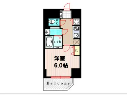 W-STYLE難波(1K/7階)の間取り写真