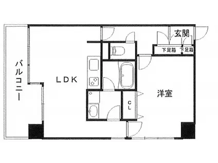 KDXレジデンス本町橋(1LDK/3階)の間取り写真