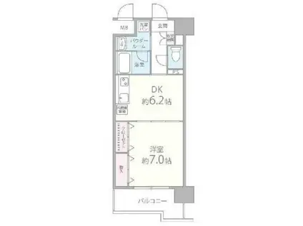 グランドゥール敷津(1DK/3階)の間取り写真