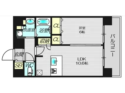 プレサンス天満橋アンジェ(1LDK/9階)の間取り写真