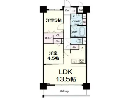 ビビアンパレス桜川公園(2LDK/5階)の間取り写真
