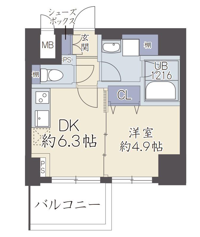 ヴィヴィフルヤ豊崎(1DK/2階)の間取り写真