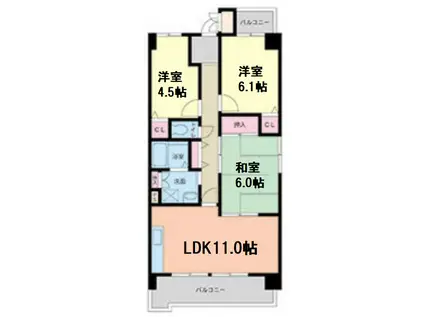 グラマシー立売堀(2SLDK/3階)の間取り写真