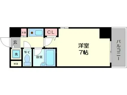 パラシオ南森町(1K/10階)の間取り写真