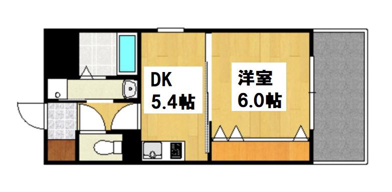 クリスタルグランツ大阪BAY(1DK/4階)の間取り写真