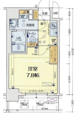 セオリー大阪ベイシティ(1K/2階)の間取り写真