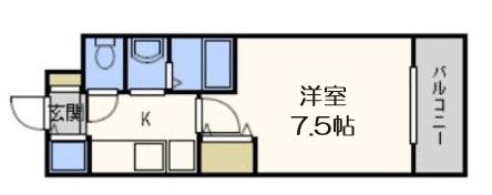シャルマンフジ 天神橋リバーサイド(1K/2階)の間取り写真