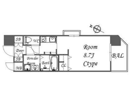 CASSIA塚本(1K/13階)の間取り写真