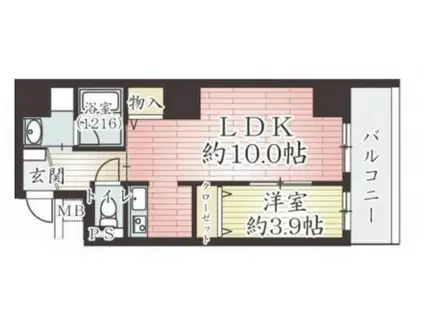 アーベル更紗北堀江(1LDK/6階)の間取り写真