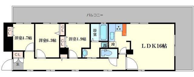 プレサンス東本町(3LDK/10階)の間取り写真