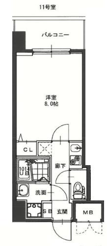 S-RESIDENCE緑橋駅前(1K/4階)の間取り写真