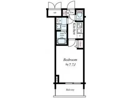 レジュールアッシュ心斎橋リュクス(1K/8階)の間取り写真