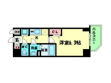 プレサンス江戸堀(1K/2階)の間取り写真