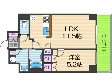 スマートカーサ伏見町(1LDK/10階)の間取り写真