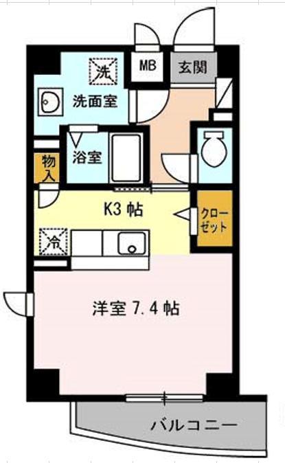 プランドール江戸堀(1K/5階)の間取り写真