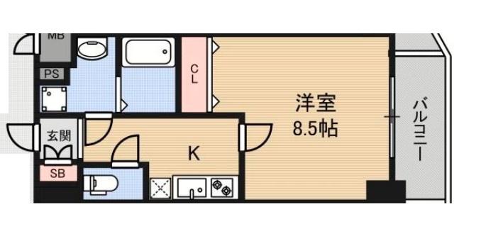 アドバンス難波レーヴ(1K/4階)の間取り写真