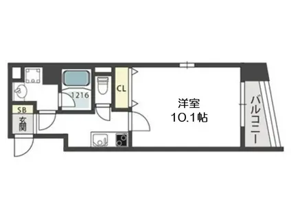 モンサンミッシェル北浜(1K/7階)の間取り写真
