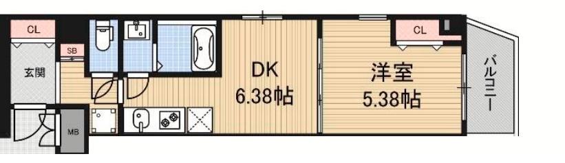 アネールエレ江戸堀(1LDK/2階)の間取り写真