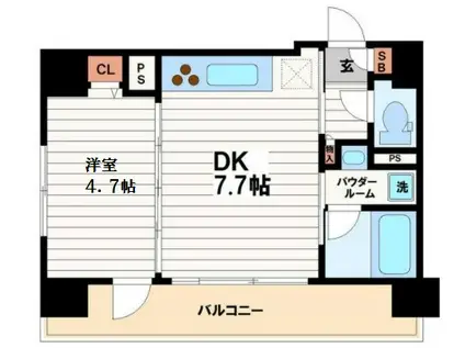 セイワパレス玉造駅前(1DK/6階)の間取り写真