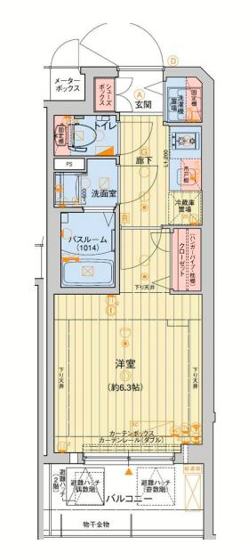 レオンコンフォート堀江公園(1K/3階)の間取り写真