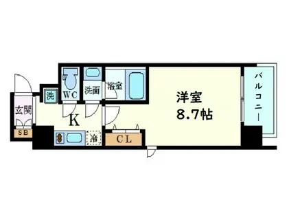 コンフォリア心斎橋イースト(1K/3階)の間取り写真