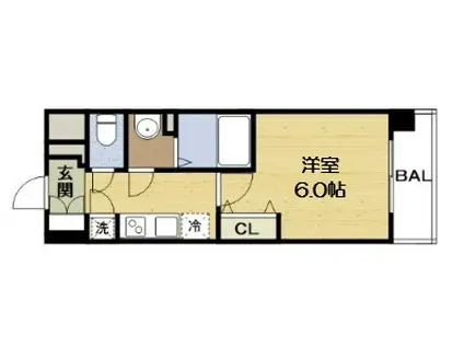 レジュールアッシュ都島ブリーゼ(1K/7階)の間取り写真