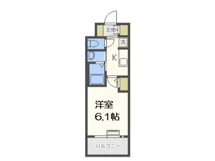 エステムコート難波ウエストSIDEⅥグラッド(1K/7階)の間取り写真