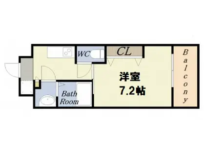 ラグゼ弁天町(1K/3階)の間取り写真