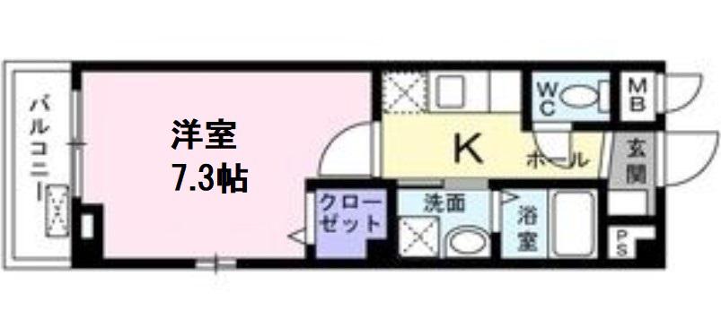 ハピネス福島(1K/4階)の間取り写真