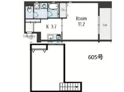 ハートフルレジデンス玉造(1K/5階)の間取り写真