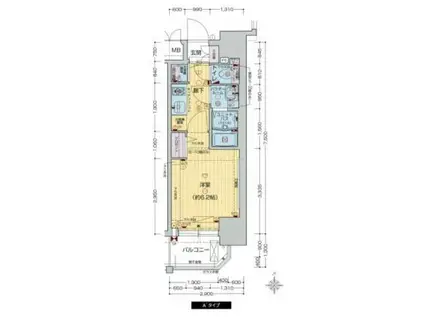 プレサンス難波フィネスト(1K/5階)の間取り写真