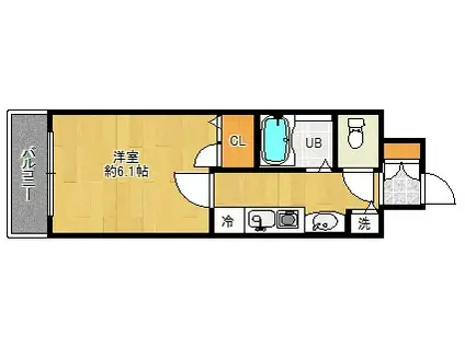 ライジングコート岸里玉出駅前(ワンルーム/8階)の間取り写真