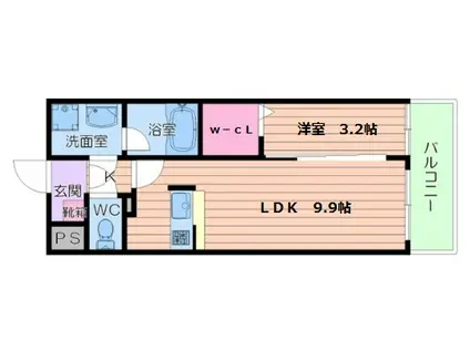 エクセルシア天神橋(1LDK/7階)の間取り写真