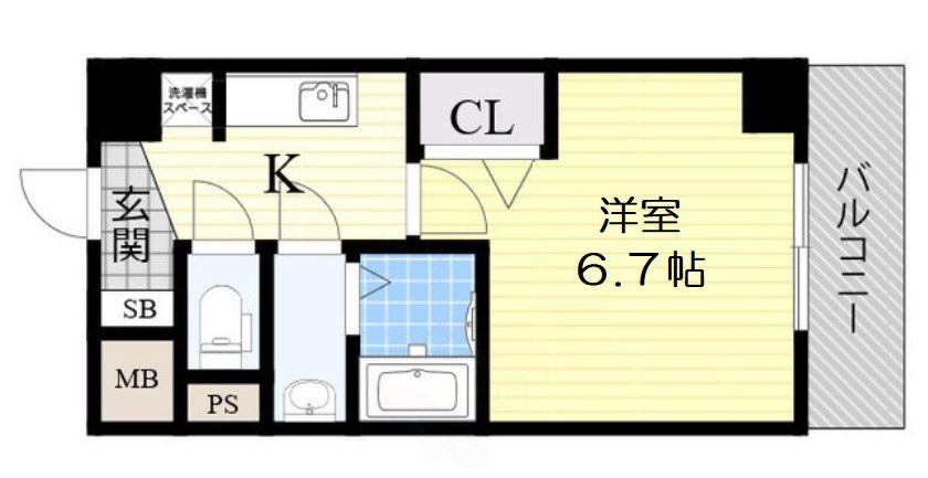 グランエクラ花園町(1K/4階)の間取り写真