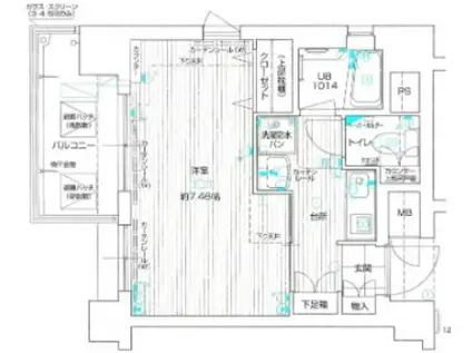クレアートアドバンス大阪城南(1K/2階)の間取り写真