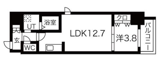 ラクラス堺筋本町(1LDK/2階)の間取り写真