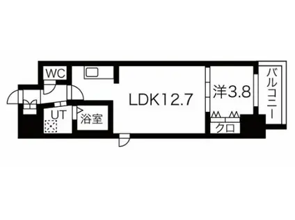 ラクラス堺筋本町(1LDK/10階)の間取り写真