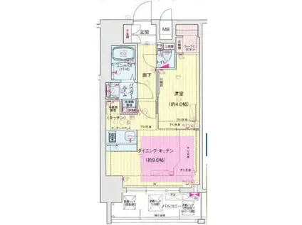 プレサンス立売堀アーバンスタイル(1LDK/12階)の間取り写真