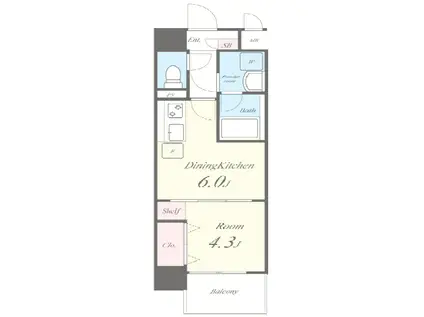 グランパシフィックPINELUXE(1DK/8階)の間取り写真