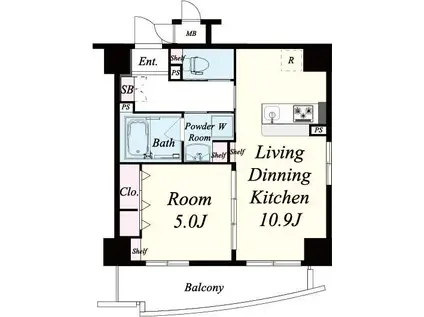 ベラ・ルーナ北梅田(1LDK/4階)の間取り写真