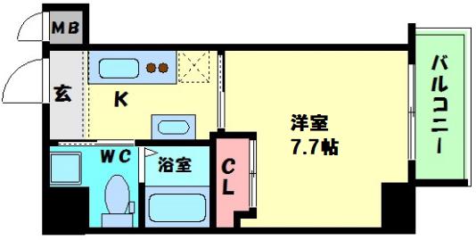 エグゼ西大阪(1K/2階)の間取り写真