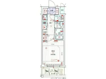 クリスタルグランツ難波ウエスト(1K/4階)の間取り写真