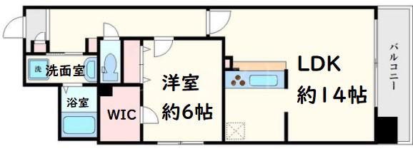 OCEAN松屋町(1LDK/2階)の間取り写真