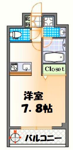 アスヴェル心斎橋東ステーションフロント(ワンルーム/3階)の間取り写真