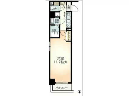 ミモサ中津(1K/6階)の間取り写真