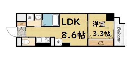 トモ南堀江(1LDK/5階)の間取り写真